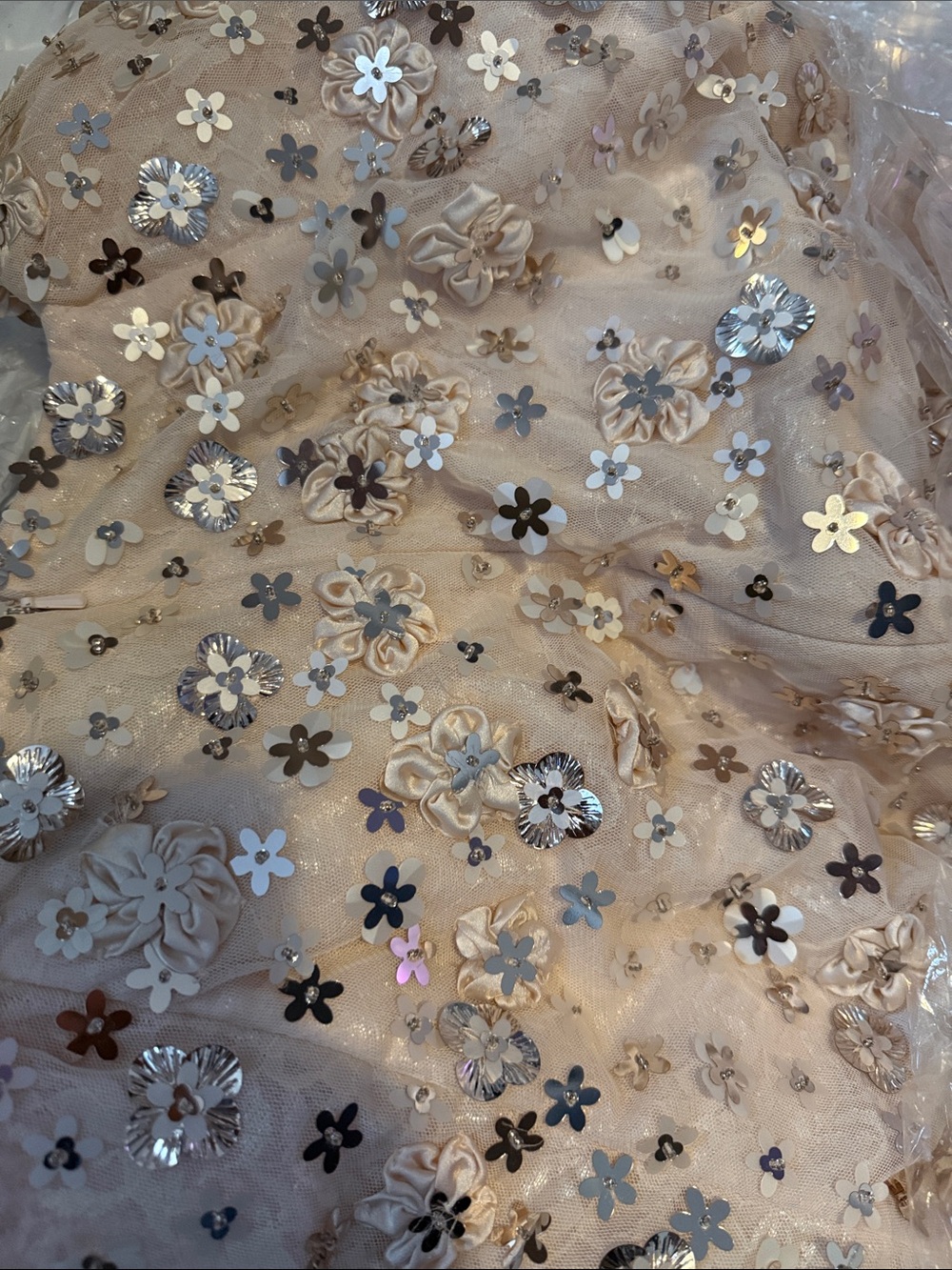 Mac Duggal Ivory Sequin Floral Midi Dress - Picture 8 of 8